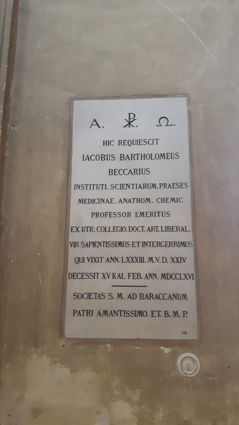 Jacopo Bartolomeo Beccari's gravestone, church Madonna del Baraccano,  Bologna - 02.jpg